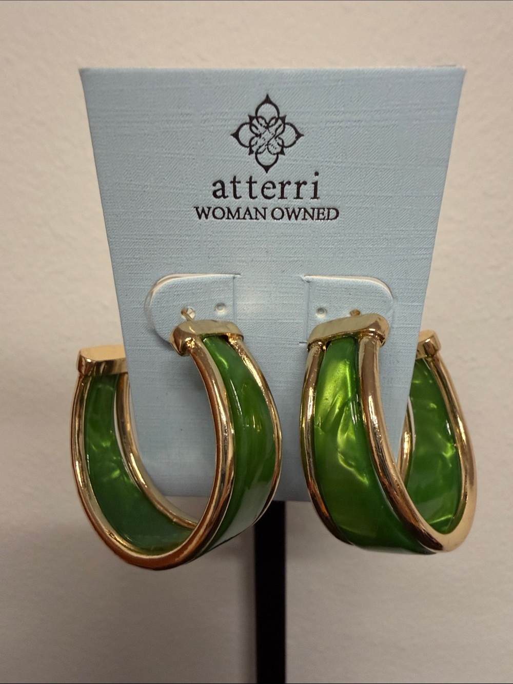 Atterri | Classic Green Statement Hoop Earrings - Picture 2 of 5
